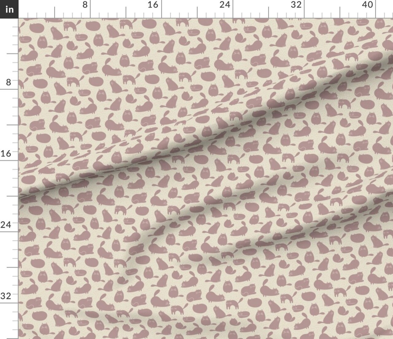 Whimsical Cats Boho Pet Rose Pink Fun Cute Small Scale Rescue Kitty Happy Cheerful Pastel Purple Beige Lilac Custom Printed Fabric by Spoonflower Various Fabrics by the Yard or Fat Quarter